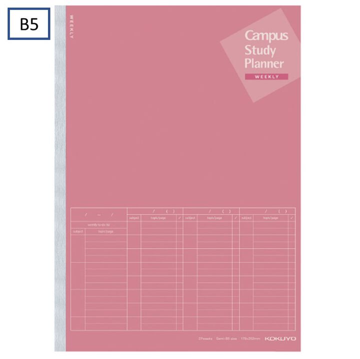 Campus Study Planner Weekly Visualized B5 Pink