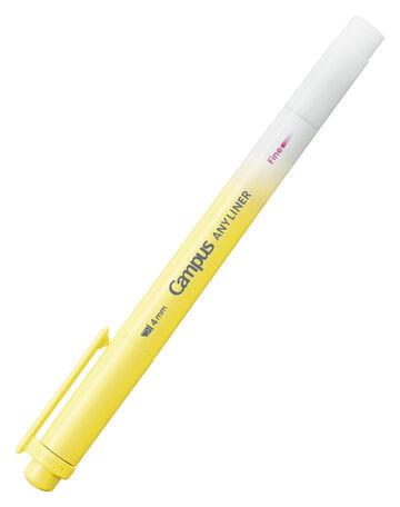 Campus ANY LINER Bleed Resistant Twin Highlighter 4mm Fine Point Tip Smoky Yellow,Yellow, small image number 0