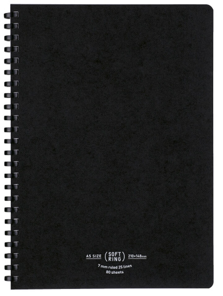 Soft Ring notebook Natural A5 80 Sheets Black